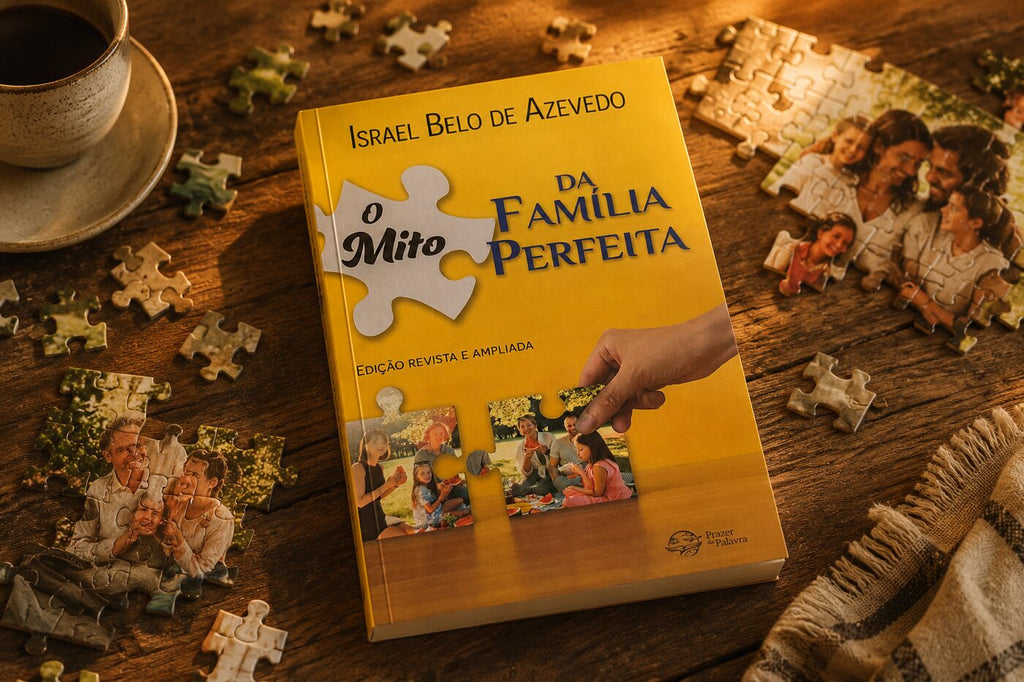 Livro O Mito da Família Perfeita com peças de quebra-cabeça