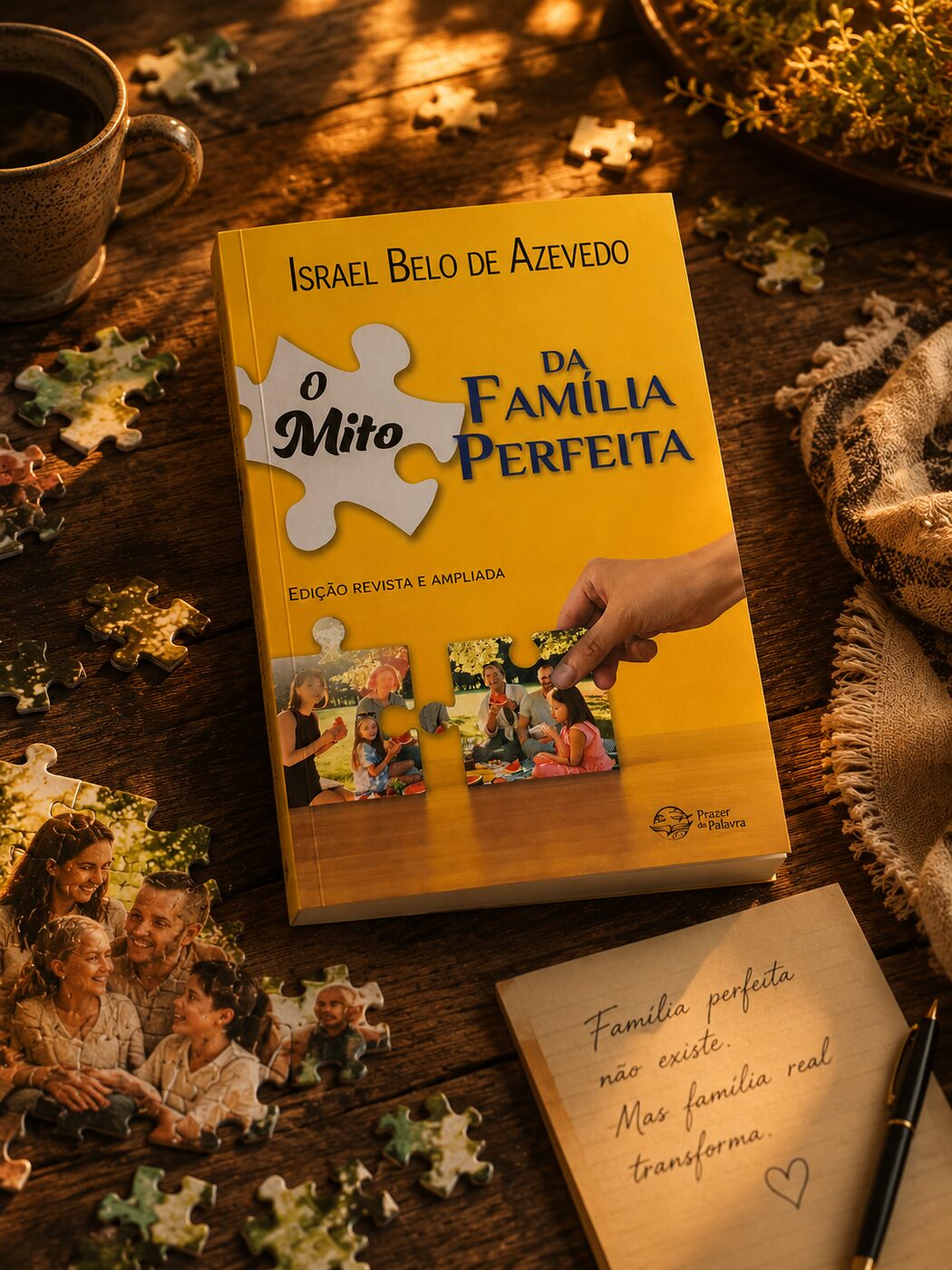 Livro com bilhete: família perfeita não existe, mas família real transforma